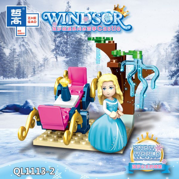 ZHEGAO QL1113 Windsor Castle Series Ice and Snow Season: Princess Ice and Snow Park 8 combinations. 2