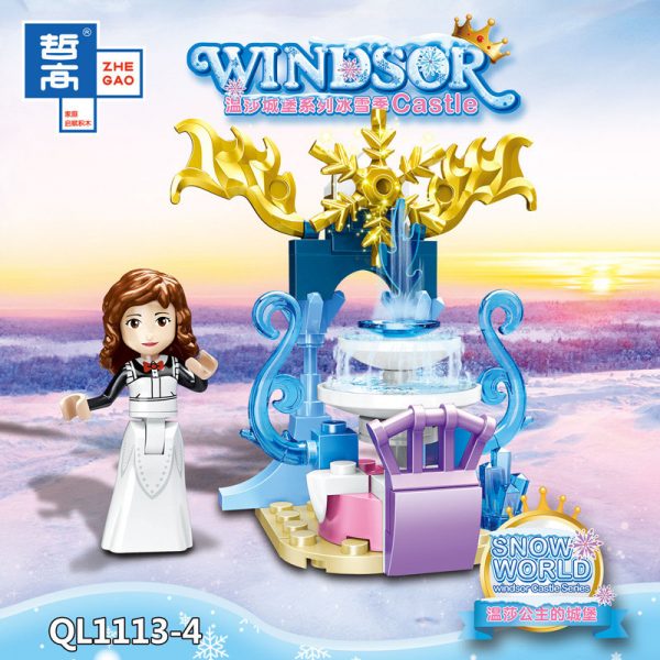 ZHEGAO QL1113 Windsor Castle Series Ice and Snow Season: Princess Ice and Snow Park 8 combinations. 4