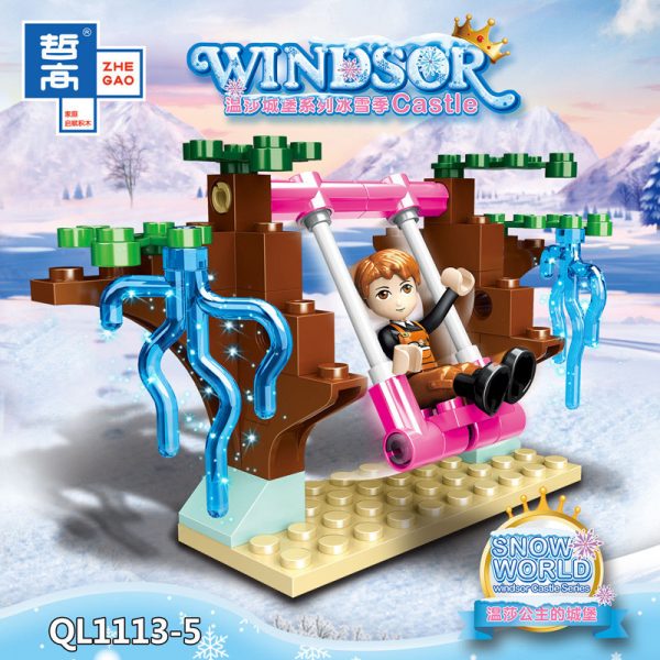 ZHEGAO QL1113 Windsor Castle Series Ice and Snow Season: Princess Ice and Snow Park 8 combinations. 5