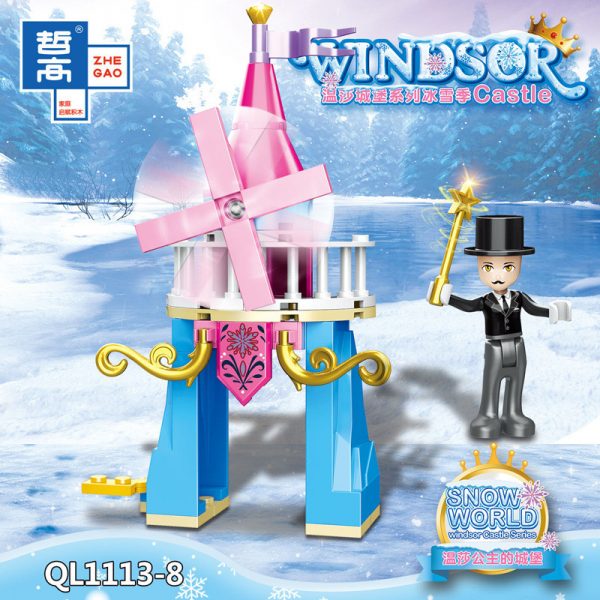 ZHEGAO QL1113 Windsor Castle Series Ice and Snow Season: Princess Ice and Snow Park 8 combinations. 8