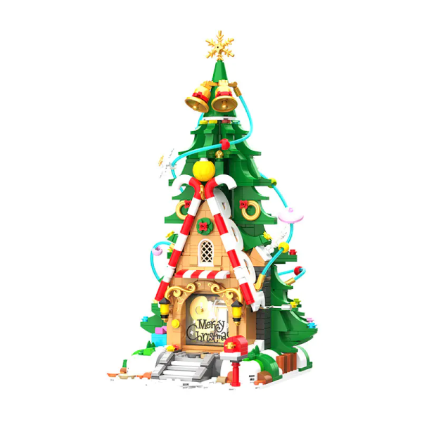 JAKI JK5128 Christmas Elf Tree House Hand Rotating Music - ZHEGAO Block