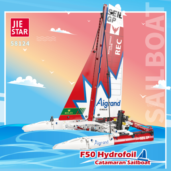 JIESTAR 58124 F50 Hydrofoil Catamaran Sailboat - ZHEGAO Block